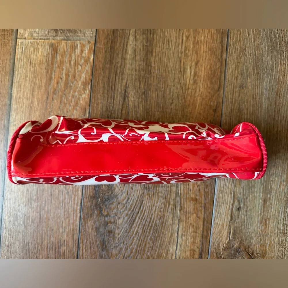 Red and White Heart Patterned Cosmetic Bag